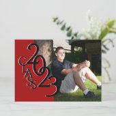 Klasse 2023 Foto Abschluss Rot und Schwarz Einladung (Stehend Vorderseite)