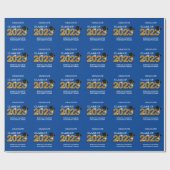 Klasse 2023 Graduate Modern Blue School Name Geschenkpapier (Flach)