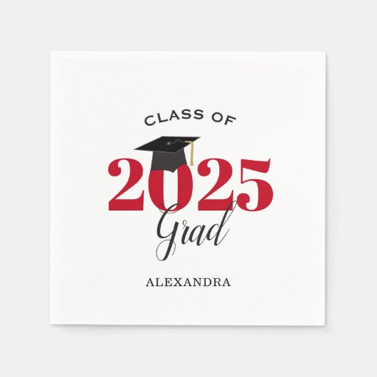 Klasse 2023 Graduate Modern Red Serviette (Vorderseite)
