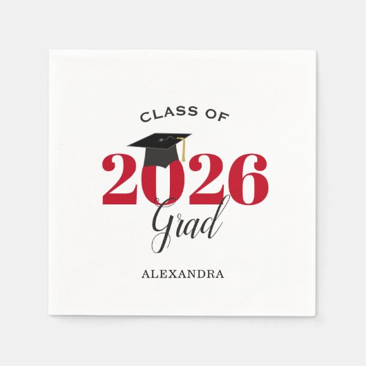 Klasse 2023 Graduate Modern Red Serviette (Vorderseite)