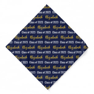 Klasse 2023 Graduate Name Dark Blue White Gold Halstuch