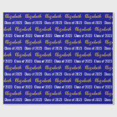 Klasse 2023 Graduate's Name Dark Blue White Gold Geschenkpapier (Flach)
