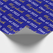 Klasse 2023 Graduate's Name Dark Blue White Gold Geschenkpapier (Ecke)