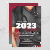 Klasse 2023 Medical Scrubs Male Nurse Graduate Einladung (Vorne/Hinten)