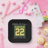 Klasse 2023 Moderner Green Black & Gold Abschluss Pappteller (Party)