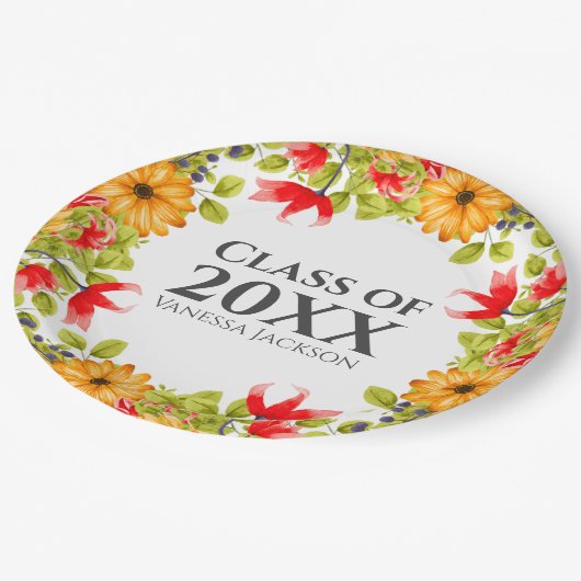 Klasse 2023 Moderner, heller Abschluss Pappteller (Schrägansicht)