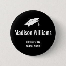 Klasse 2023 Name des Schwarzen und Weißen Absolven Button