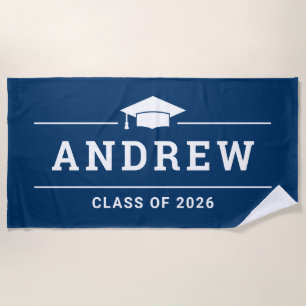 Klasse 2023 Navy Blue Personalisiert Graduate Name Strandtuch