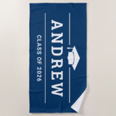 Klasse 2023 Navy Blue Personalisiert Graduate Name Strandtuch (Vorderseite)