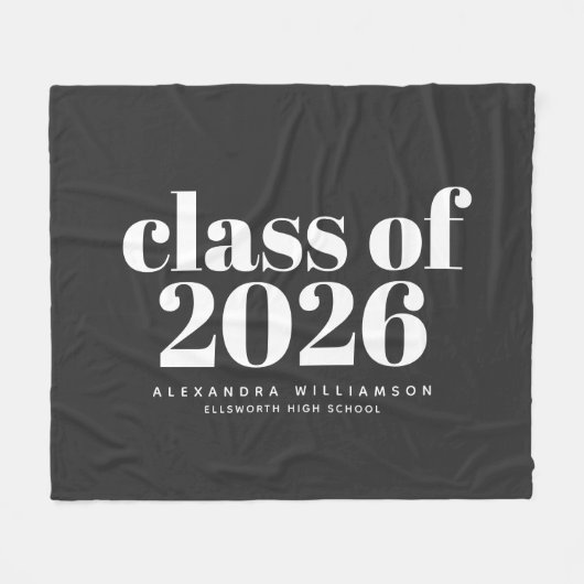 Klasse 2023 Retro Typografie Schwarz Personalisier Fleecedecke (Vorderseite (Horizontal))