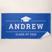 Klasse 2023 Royal Blue Custom Graduate Name Strandtuch (Vorderseite)