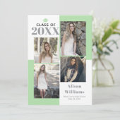 Klasse 2023: vier Foto, grauer Minze Abschluss Ankündigung (Stehend Vorderseite)