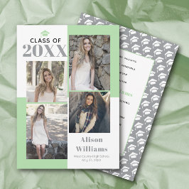 Klasse 2023: vier Foto, grauer Minze Abschluss Ankündigung