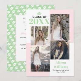 Klasse 2023: vier Fotos, rot, Minze Abschluss Ankündigung