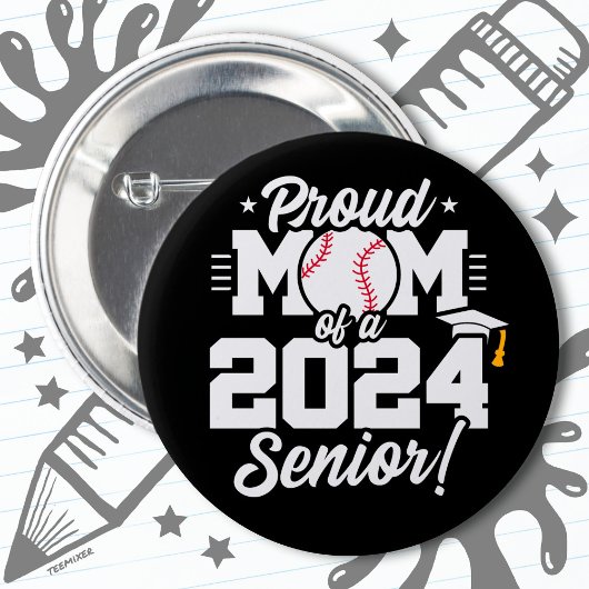 Klasse 2024 Abschluss Baseball Mama Senior 2024 Button