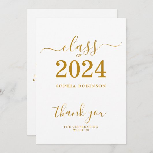 Klasse 2024 Abschluss Dankeschön Karte (Vorne/Hinten)