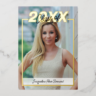 Klasse 2024 Abschluss Elegant Black & Gold Folieneinladung