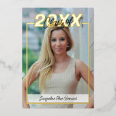 Klasse 2024 Abschluss Elegant Black & Gold Folieneinladung (Vorderseite)