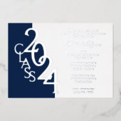 Klasse 2024 Abschluss Navy Blue and Silver Foil Folieneinladung (Vorderseite)