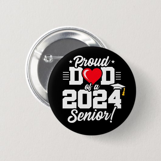 Klasse 2024 Abschluss Proud Vater Senior 2024 Button (Vorne & Hinten)