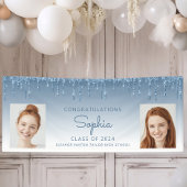 Klasse 2024 Blue Glitzer 2-Foto Abschluss Banner