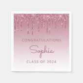 Klasse 2024 Burgundy Glitzer Tropfen Abschluss Serviette (Vorderseite)