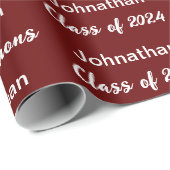 Klasse 2024 Dunkelrot und Weiß Herzlichen Glückwun Geschenkpapier (Rolleneckpunkt)