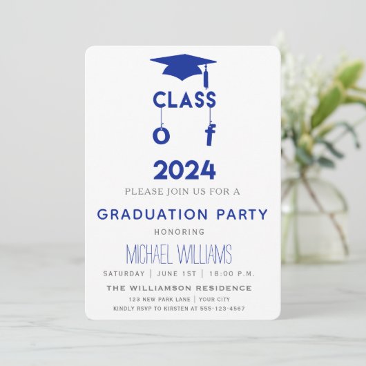 Klasse 2024 - Einladung zur Blauen Graduierungspar (Stehend Vorderseite)