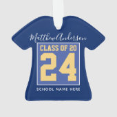 Klasse 2024 Elegant Royal Blue & Gold Abschluss Ornament (Rückseite)