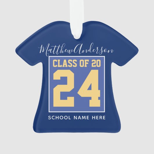 Klasse 2024 Elegant Royal Blue & Gold Abschluss Ornament (Rückseite)