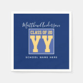 Klasse 2024 Elegant Royal Blue & Gold Abschluss Serviette (Vorderseite)