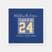 Klasse 2024 Elegant Royal Blue & Gold Abschluss Serviette (Vorderseite)