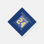 Klasse 2024 Elegant Royal Blue & Gold Abschluss Serviette (Ecke)