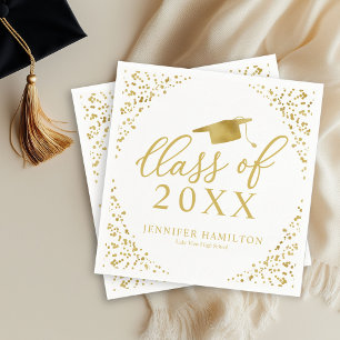 Klasse 2024 Elegante Gold Weiße Abschlussfeier Serviette