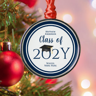 Klasse 2024: Elegante Graduationsstufe Silbernes Ornament