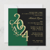 Klasse 2024 Elegantes Gold und Grün Einladung (Vorderseite)