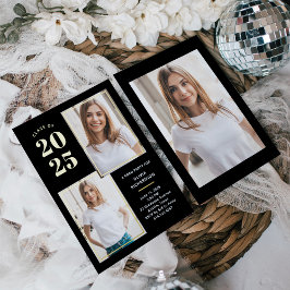 Klasse 2024 | Foto Black and Gold Grad Party Folieneinladung