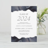 Klasse 2024 Foto Blue Gray Agate Abschluss Einladung (Stehend Vorderseite)