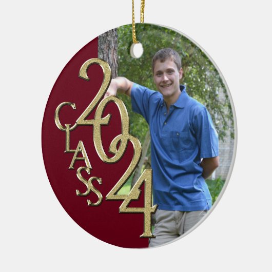 Klasse 2024 Foto für Burgund- und Goldene Graduate Keramik Ornament (Links)
