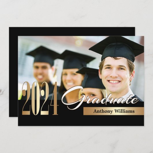 Klasse 2024 | Foto Graduation Party Einladung (Vorne/Hinten)