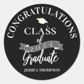 Klasse 2024 Glückwunsch Abschluss Runder Aufkleber (Vorderseite)