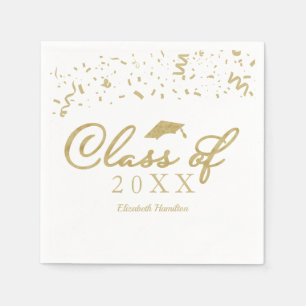 Klasse 2024 Goldschrift Abschlussfeier Weiß Serviette