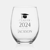 Klasse 2024 Grad Custom Weinglas Ohne Stiel (Vorderseite)