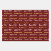 Klasse 2024 Grad Vollständiger Name Dunkelrot-weiß Geschenkpapier Set (Vorderseite 3)