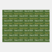 Klasse 2024 Grad Vollständiger Name Grün-Weiß-Gold Geschenkpapier Set (Vorderseite 3)