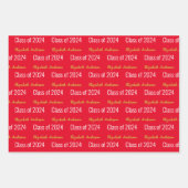 Klasse 2024 Grad Vollständiger Name Red White Gold Geschenkpapier Set (Vorderseite 3)