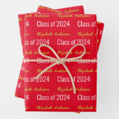 Klasse 2024 Grad Vollständiger Name Red White Gold Geschenkpapier Set (Beispiel)