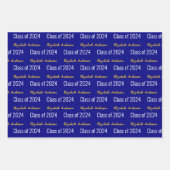 Klasse 2024 Grads Full Name Navy Blue White Gold Geschenkpapier Set (Vorderseite 3)