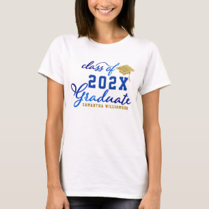 Klasse 2024 Graduate Blue Gold White Abschluss T-Shirt