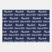 Klasse 2024 Graduate Name Dark Blue and White Geschenkpapier Set (Vorderseite 2)